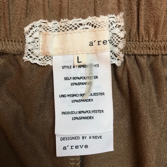 A'Reve Beige Suede Stretch Flare Pants, EUC, L - Picture 4 of 10